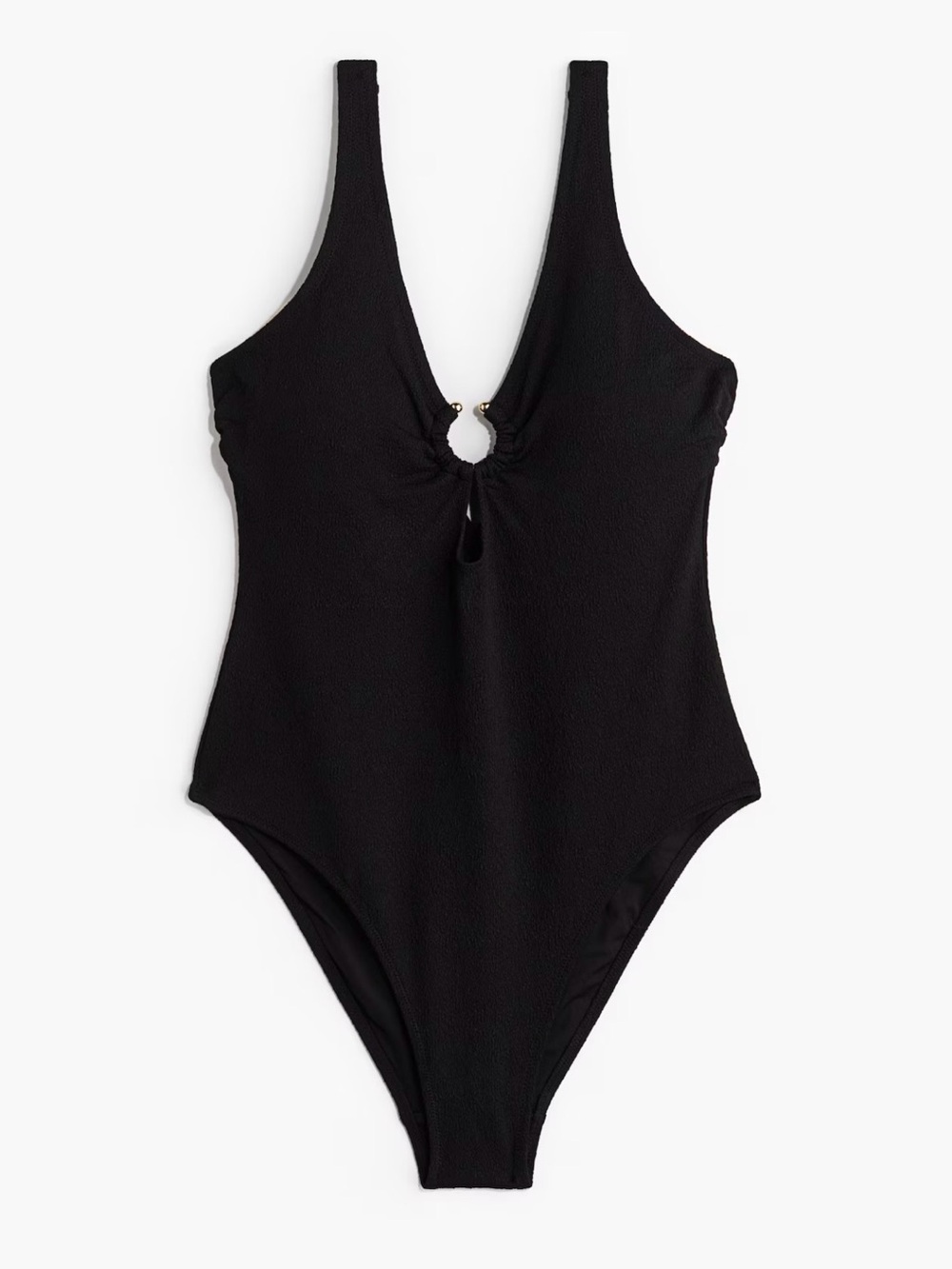 H&M Black One-Piece Swimsuit with Front Ring Detail